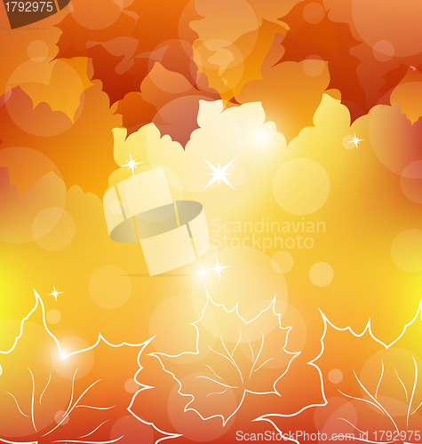 Image of Autumn orange background with maple leaves