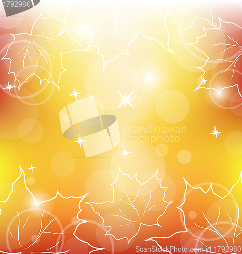 Image of Autumn orange background with maple leaves