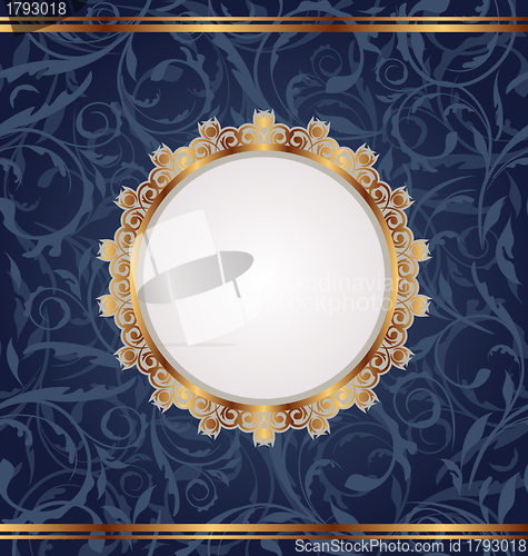 Image of Golden retro frame, seamless floral texture