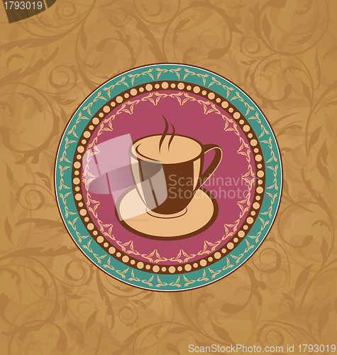 Image of Cute ornate vintage with coffee cup