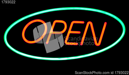 Image of open  neon sign