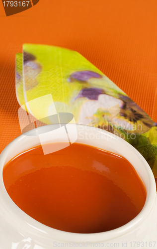 Image of Bowl with gazpacho soup