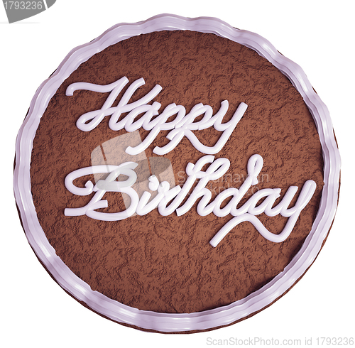 Image of Happy birthday: top view of cake with greeting words