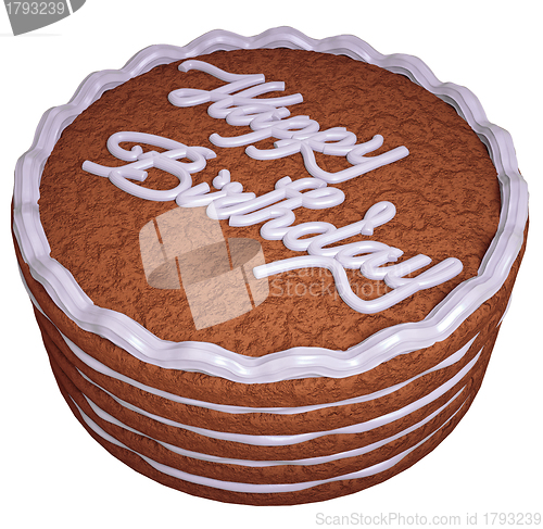 Image of Happy birthday: cake with greeting words isolated