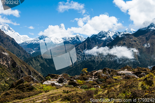 Image of Ama Dablam and Lhotse peaks: Himalaya landscape
