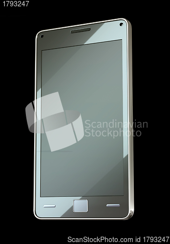 Image of Front side view of smart phone with touch screen 