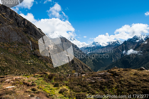 Image of Lhotse and Ama Dablam peaks: Himalaya landscape