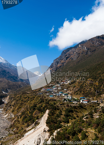 Image of Himalayas Landscape: highland village and mountains