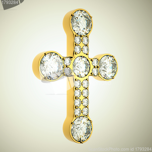 Image of Jewelery: golden cross with diamonds