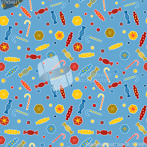 Image of Abstract pattern - candies on blue background