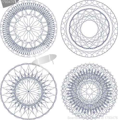 Image of guilloche element for certificate set, vector money design