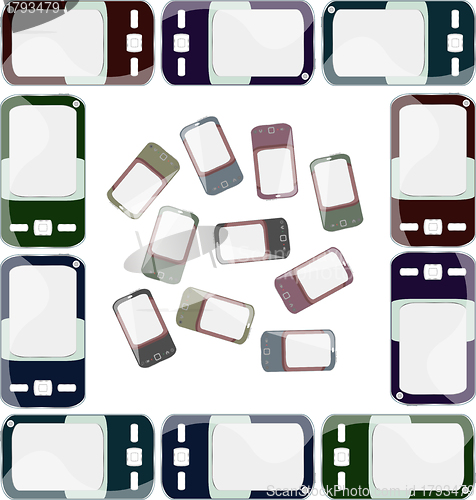 Image of smart phones set on white background
