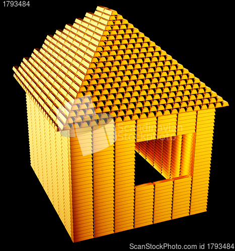 Image of Expensive realty:: gold bars house shape 