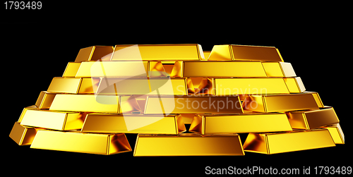 Image of Pure gold: bullions or bars stack isolated