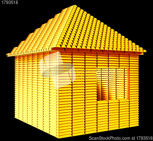 Image of Valuable real estate: gold bars house shape