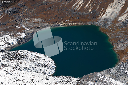 Image of Angladumba lake not far from Renjo Pass in Himalayas