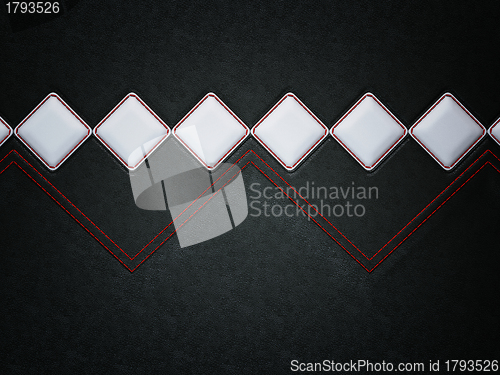 Image of Black leather background with white rhombuses