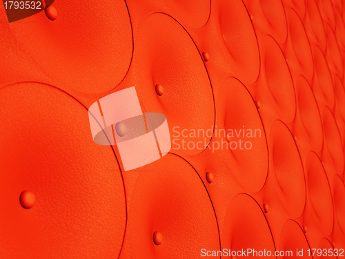 Image of Red leather pattern with circles and buttons