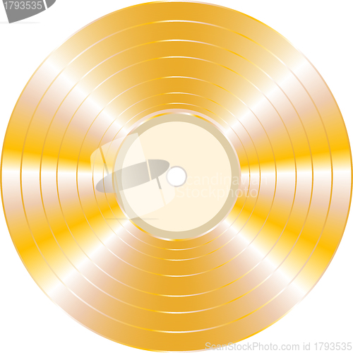 Image of gold vinyl record on white background