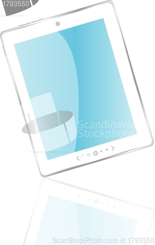Image of white tablet pc with reflection