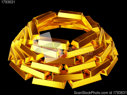 Image of Success: gold bars or bullions isolated on black