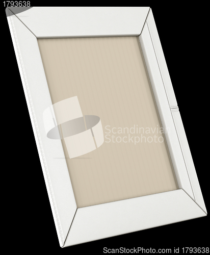 Image of White leather photo frame isolated on black