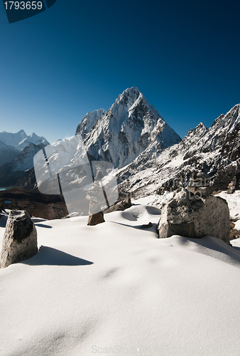 Image of Cho La pass at daybreak in Himalayas