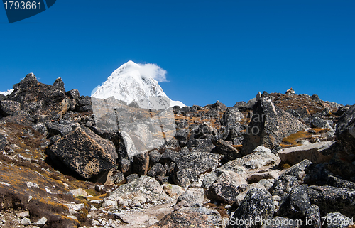 Image of Moraine and Pumori peak in Himalayas