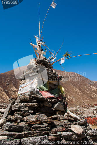 Image of Buddhist stupe or chorten in Himalayas