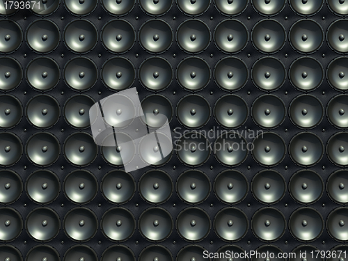 Image of Sound and stereo: black speakers over leather pattern