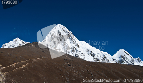 Image of Pumori and Kala Patthar mountains in Himalayas