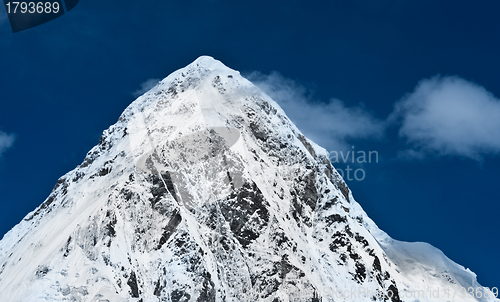 Image of Pumori peak and blue sky in Nepal
