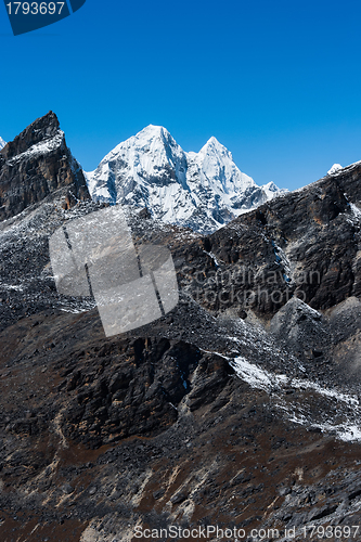 Image of Mountain range scene viewed from Renjo pass in Himalaya