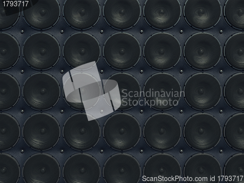 Image of Loud Sound wall: black speakers over leather pattern