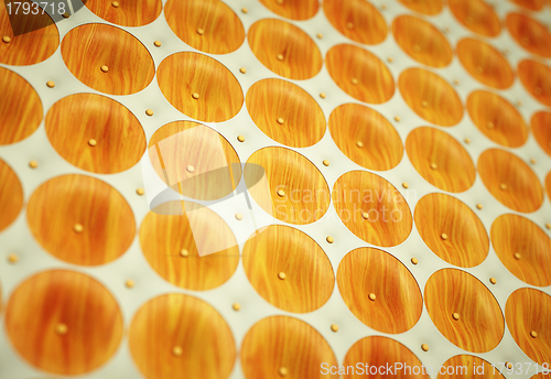 Image of Wood and leather: pattern with round shapes