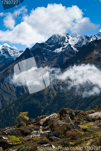 Image of Himalayas in autumn: peaks and clouds