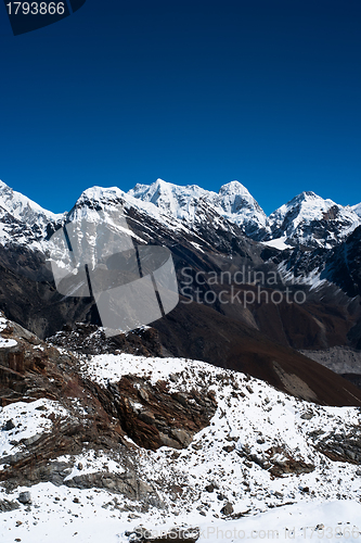 Image of Pumori, Changtse and Nirekha peaks view from Renjo pass