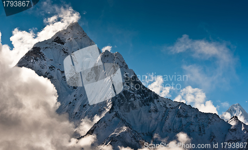 Image of Mountain peaks and clouds in Himalayas