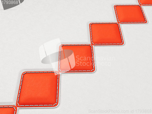 Image of Leather background with red stitched rhombuses