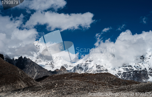 Image of Rocks and peaks near Gokyo  in Himalayas