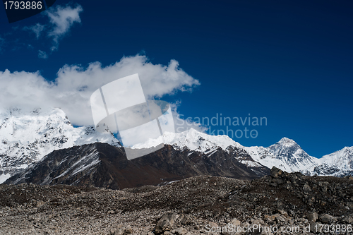 Image of Snowed Mountain range landscape in Himalayas