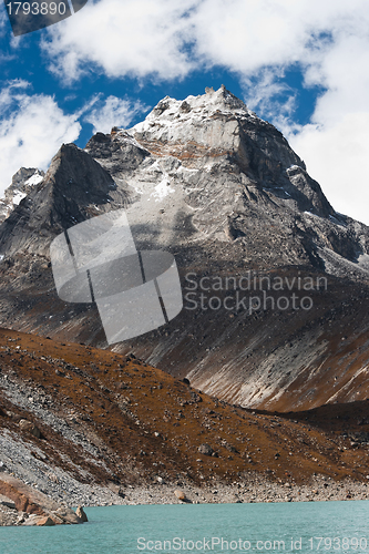 Image of Mt. Summit and Sacred Lake near Gokyo in Himalayas