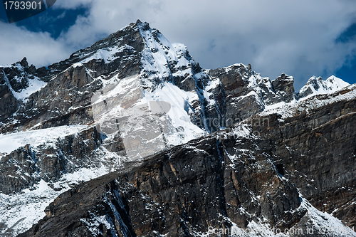 Image of Rocks and peaks viewed from Gokyo Ri summit in Himalayas
