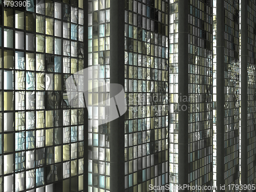 Image of Office life: Skyscrapers with lighted windows