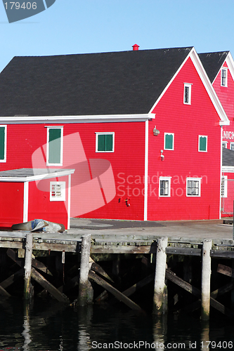 Image of Bright red buildings