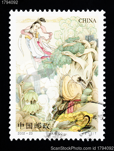 Image of CHINA - CIRCA 2002: A Stamp printed in China shows a historic love story, circa 2002