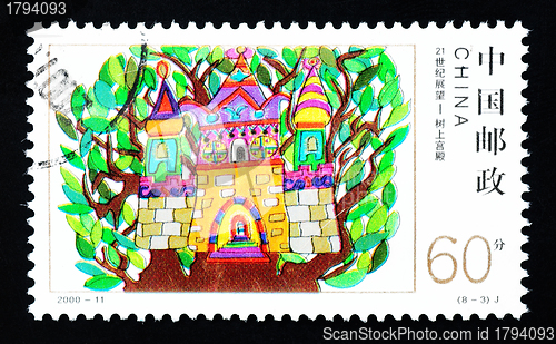 Image of CHINA - CIRCA 2000: A Stamp printed in China shows Palace in the Tree , circa 2000