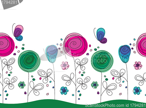 Image of Artistic colorful seamless flower pattern