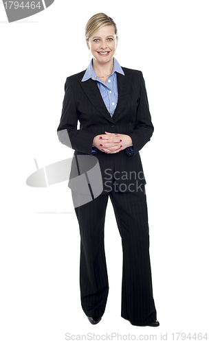 Image of Full length portrait of caucasian businesswoman