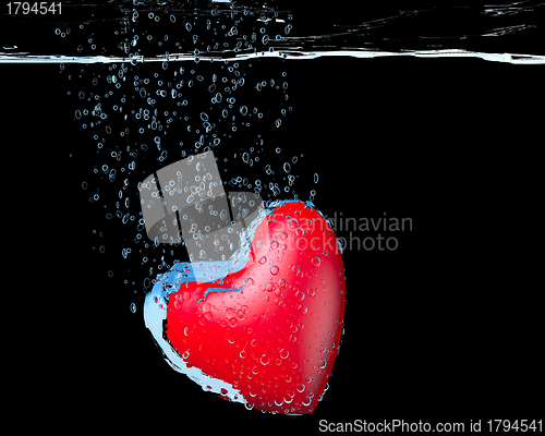 Image of heart dropped into water